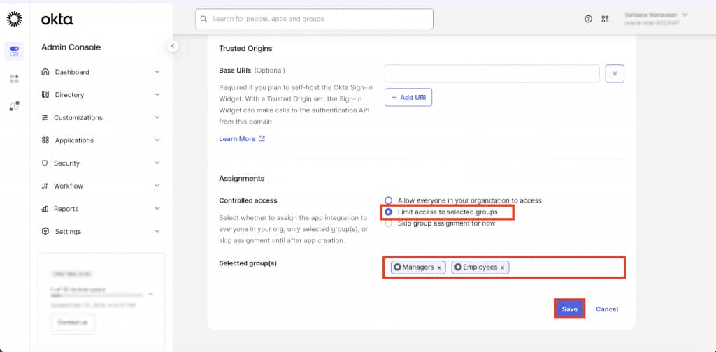 Fig 7: Controlled access: Limit access to selected groups