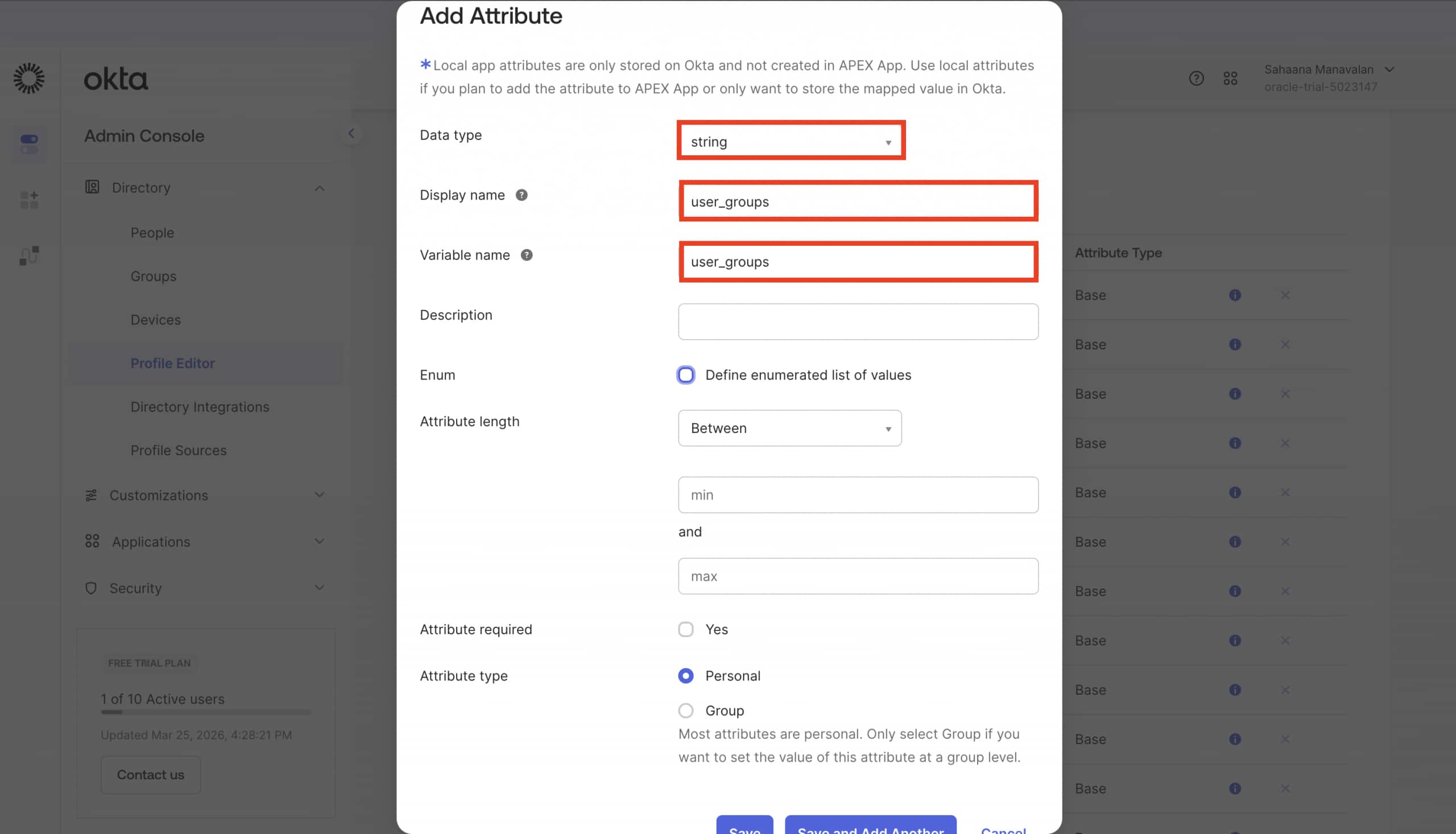 Fig 11: Add Attribute