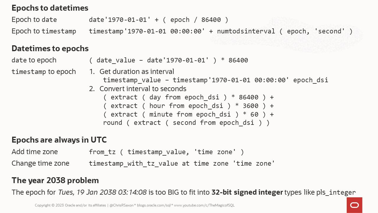 Epochs to datetimes cheat sheet