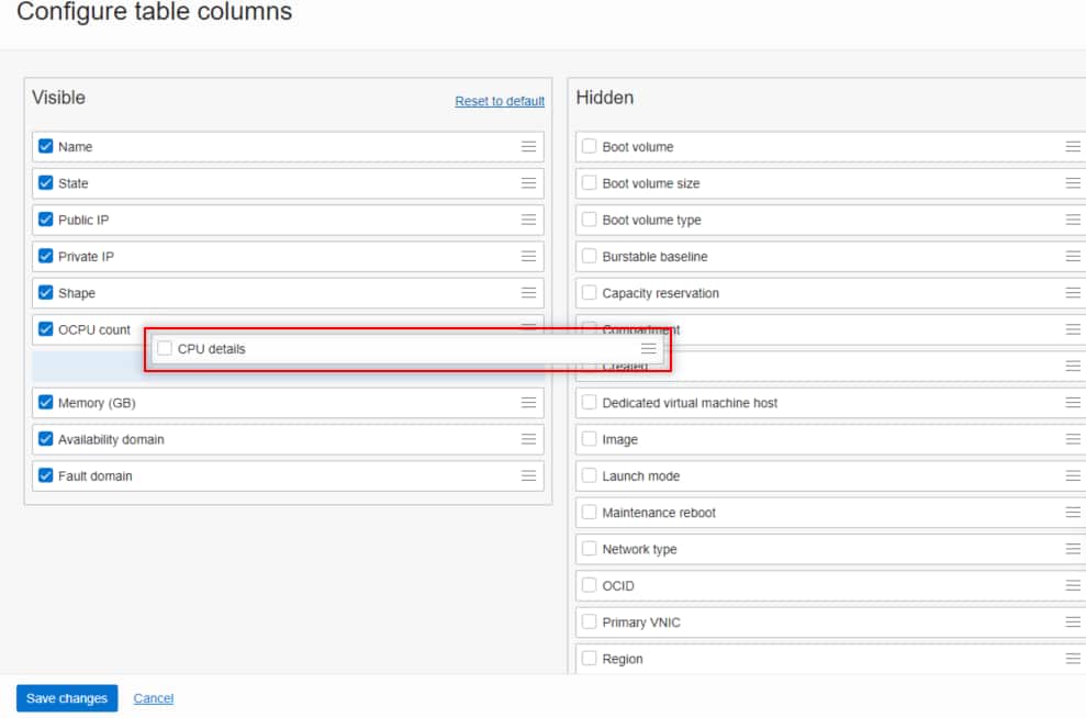 Customize Columns Customize columns to simplify instance management | cloud-infrastructure