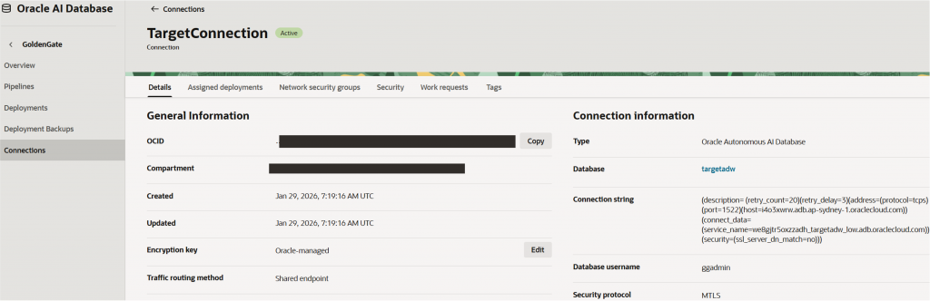 GoldenGate connections