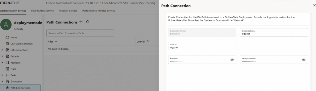 GoldenGate console - target