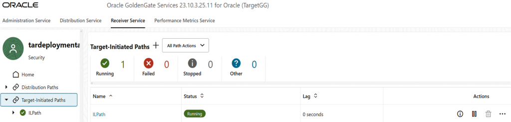 GoldenGate console - target
