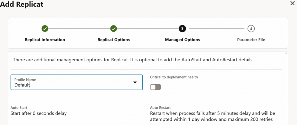 GoldenGate console - target