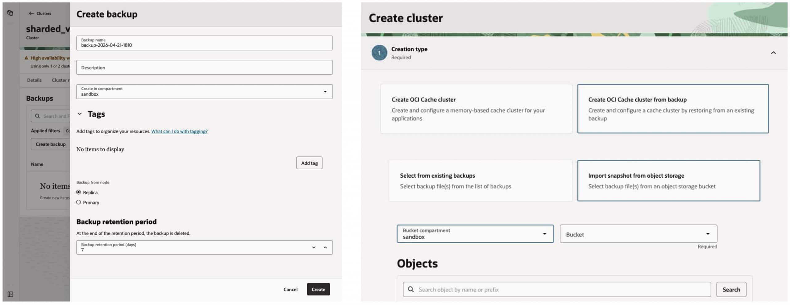 Create a backup, create a new cluster from a backup