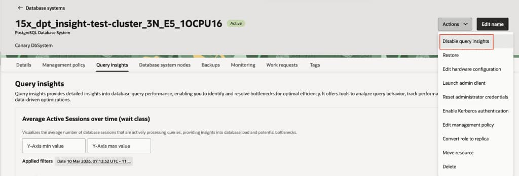 Disable Existing DBSystem