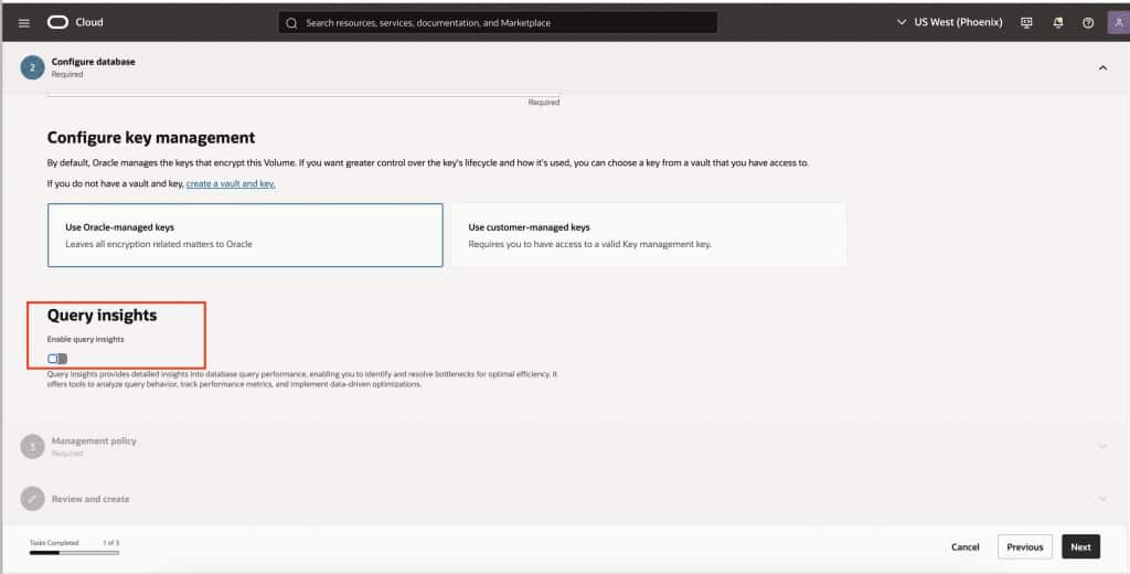 Newly Provisioned DBSystem