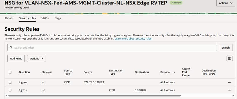 NSG for RTEP VLAN in Amsterdam