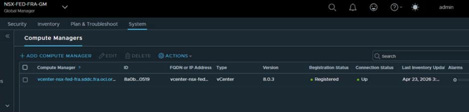 Add Compute Manager/vCenter to Global Manager