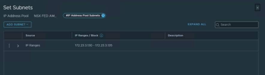 Create IP Pool Subnet