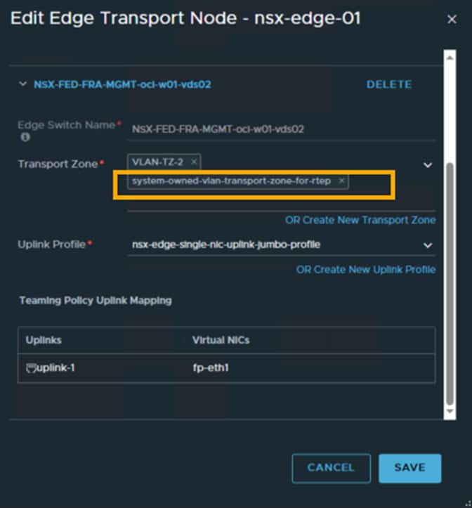 Confirm System Transport Zone