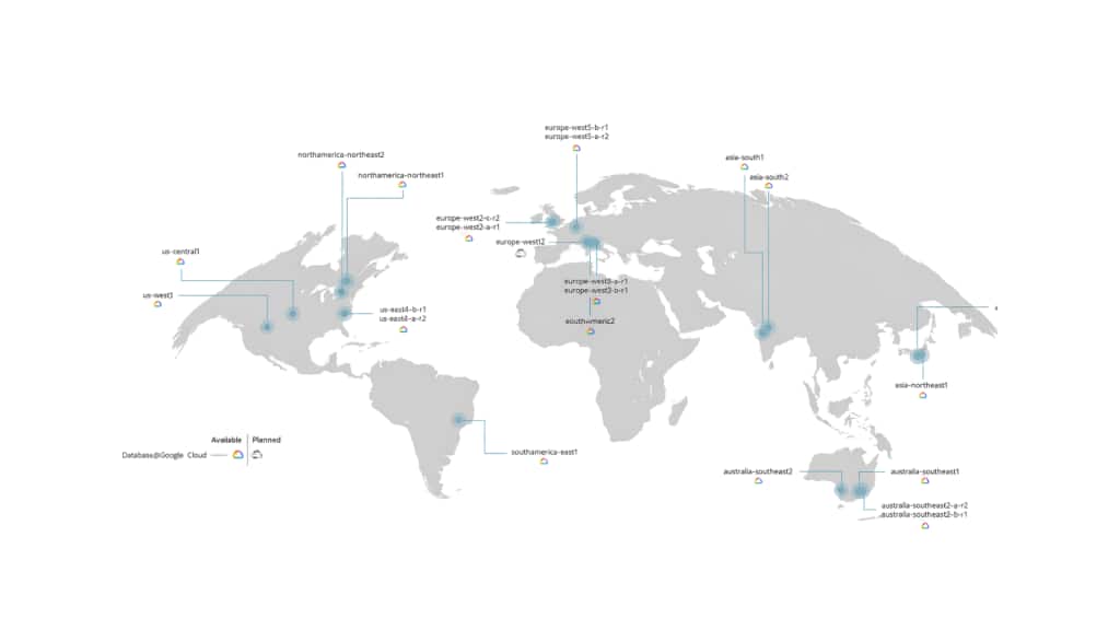 Oracle AI Database@Google Cloud regions