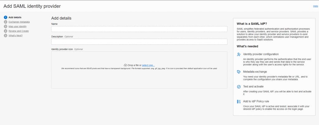 Add SAML Identity Provider