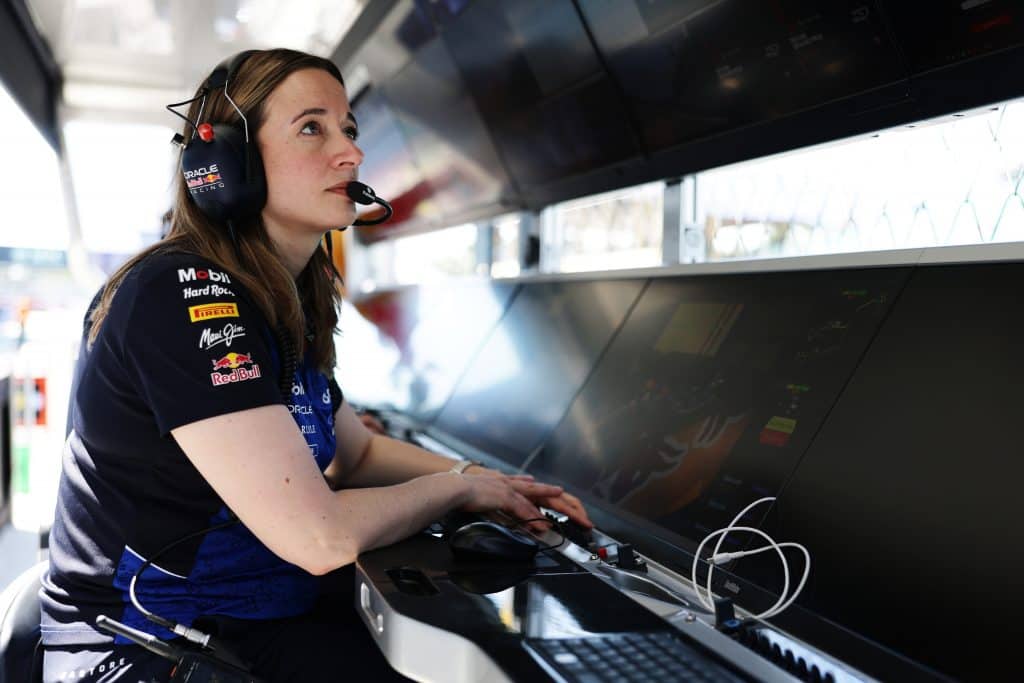 Hannah Schmitz (pictured), Red Bull Racing’s Head of Race Strategy, oversees real-time telemetry, weather and track conditions, and predictive race simulations to make split-second strategic decisions during a Formula One race