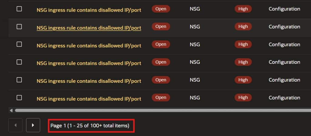 Cloud Guard NSG findings
