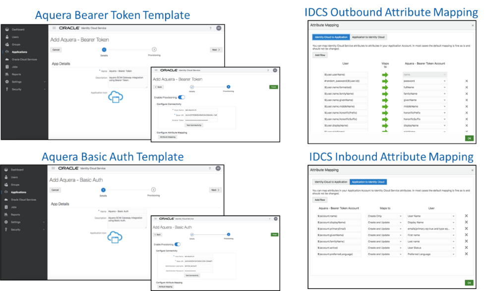 Oracle Identity Cloud Service Templates and Setup for Aquera Connected Applications