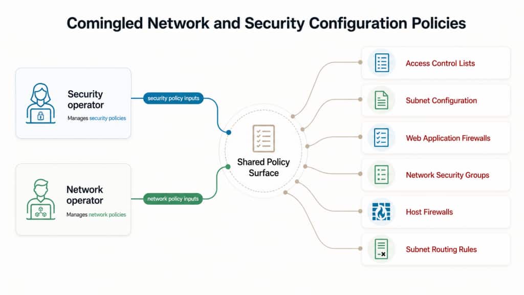 Comingled network and security config policies
