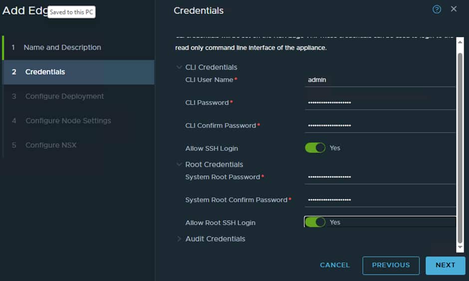 Edge Node Creation passwords