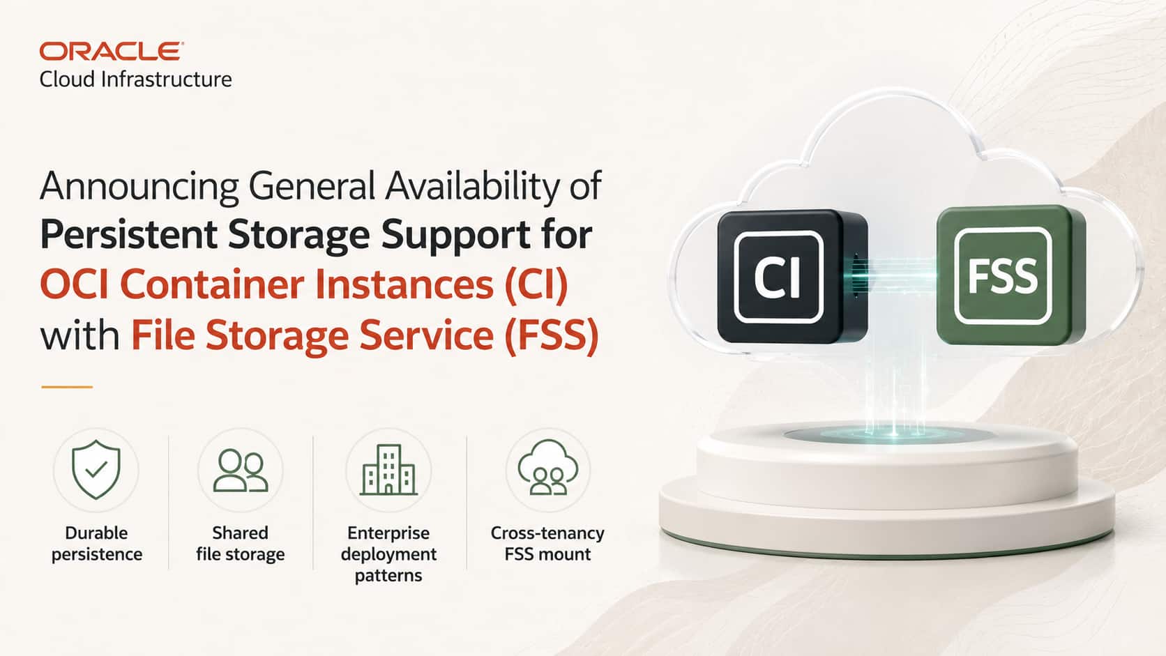 OCI Container Instances (CI) now support persistent file storage