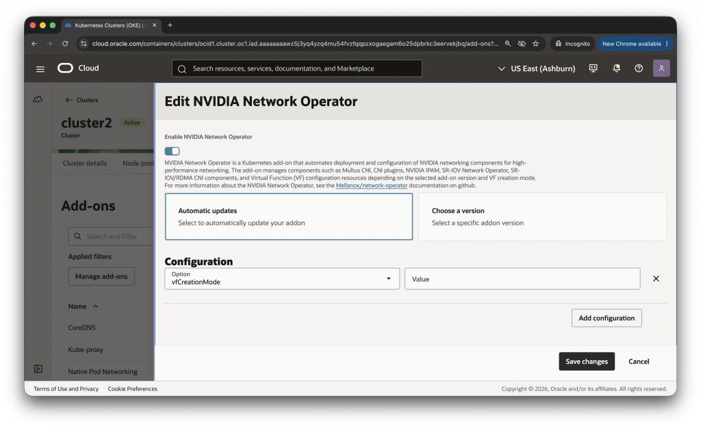 Enabling the NVIDIA Network Operator add-on