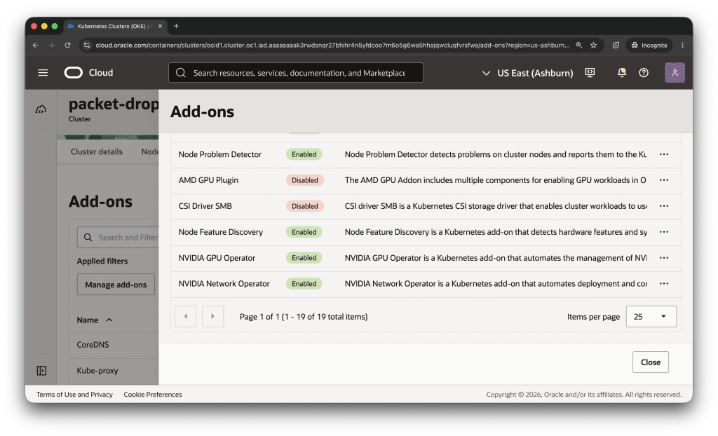 A partial list of add-ons including the new GPU-related add-ons