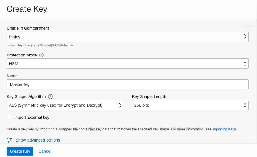Create a Master encryption key