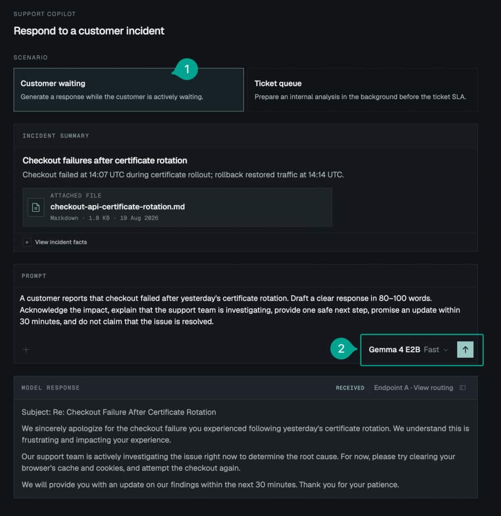 Example of the custom application for support incident resolution scenario in this blog.