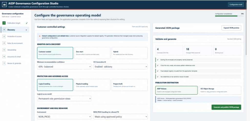 Figure 2. The Governance Configuration Studio provides guided policy setup without requiring users to edit configuration files directly.