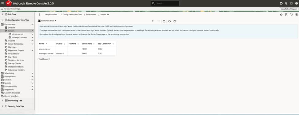 WebLogic Remote Console screenshots