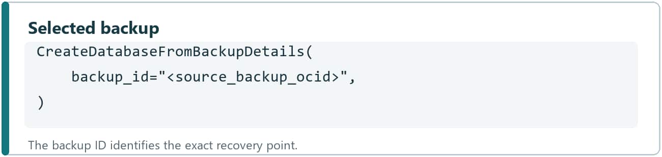 Figure 3 Selected backup input
