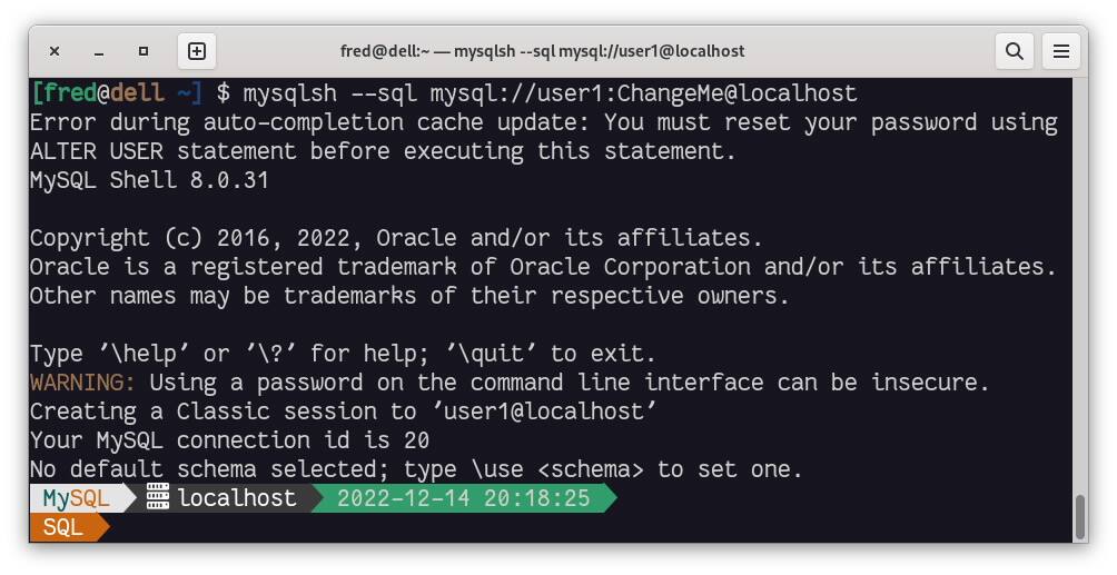 Connect to MySQL using MySQL Shell