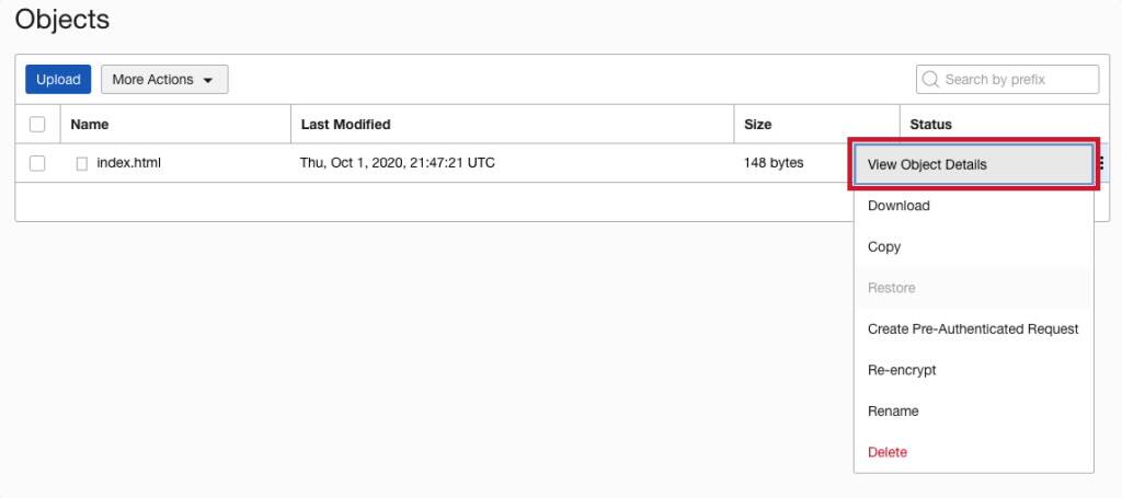 Working with Oracle Cloud Infrastructure Object Storage