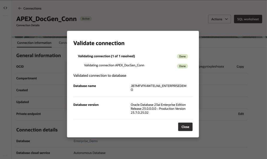connexion validée