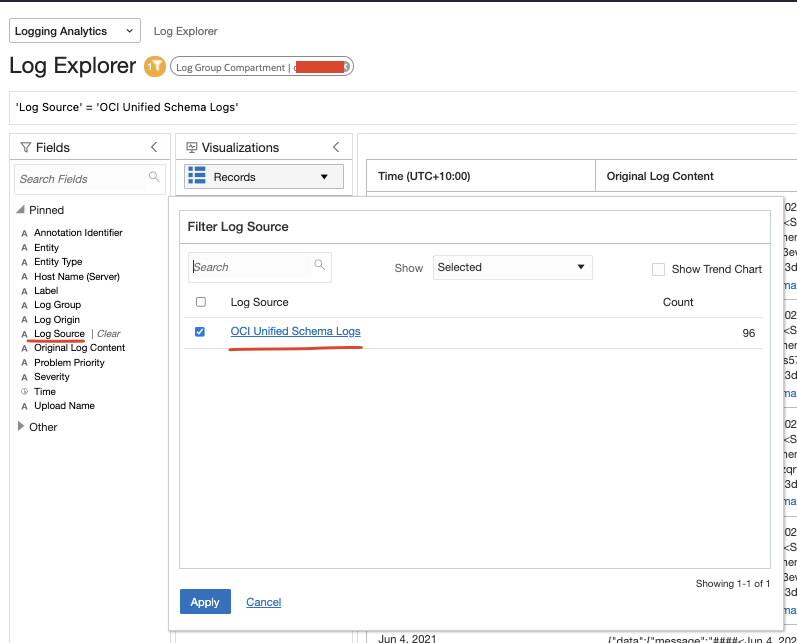 Capture and analyze Oracle Logic logs using Oracle Cloud