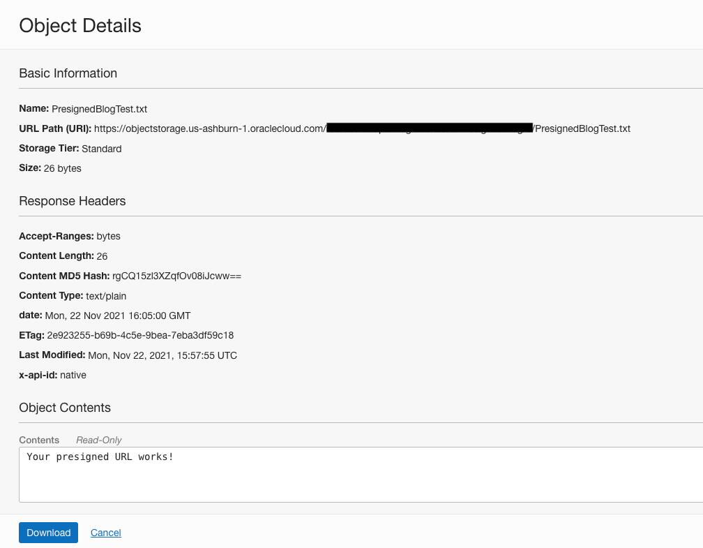 How to use AWS S3 presigned URLs with OCI Object Storage