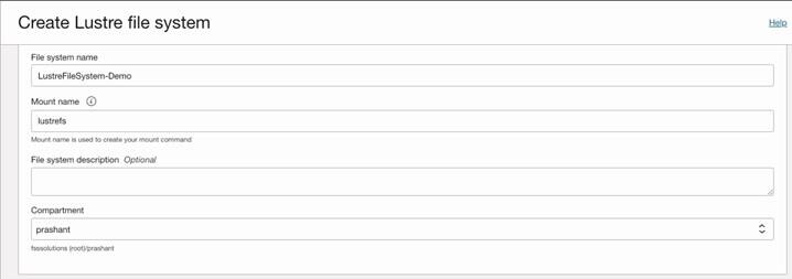 Obrázek 2: Vytvořte nový systém souborů Luster