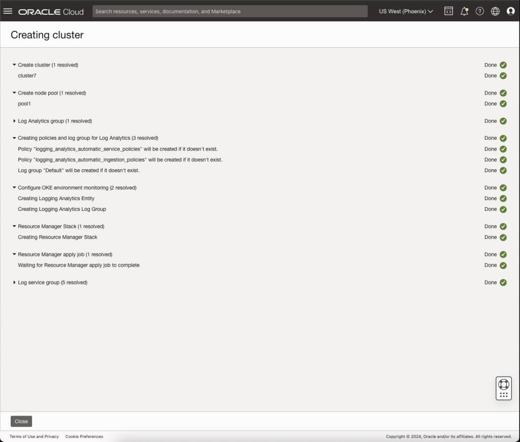 Průběžné vytváření clusteru s poznámkami o tom, jaké aspekty Logging Analytics jsou povoleny.
