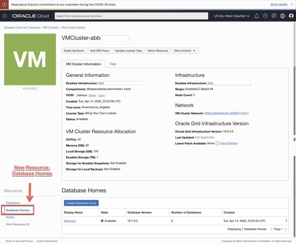 Gen 2 Exadata Cloud at Customer New Features Shared ORACLE_HOME