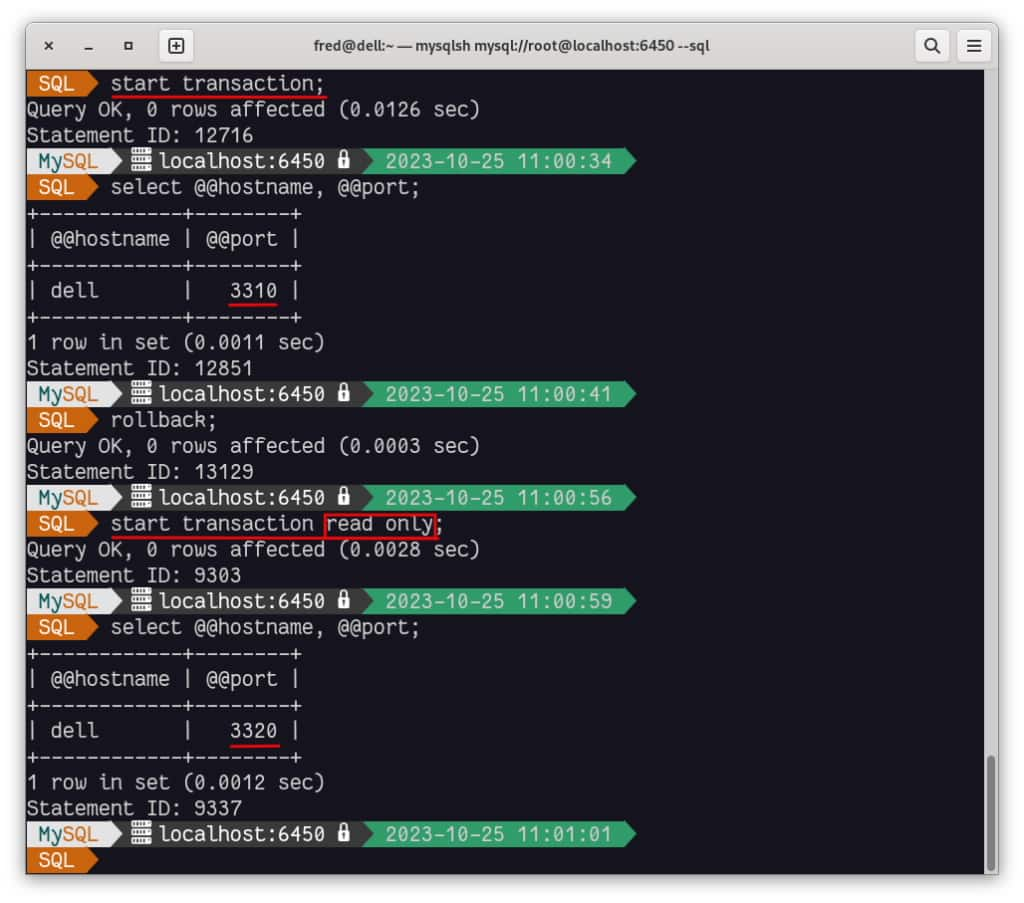 Read Only Transaction Example