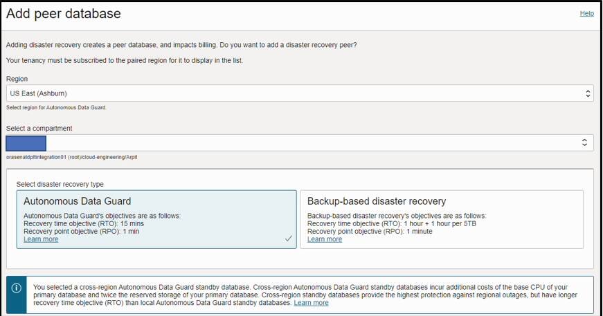 Níže je snímek obrazovky příkladu informací autonomní databáze s místními a meziregionálními informacemi vyznačenými červeně.