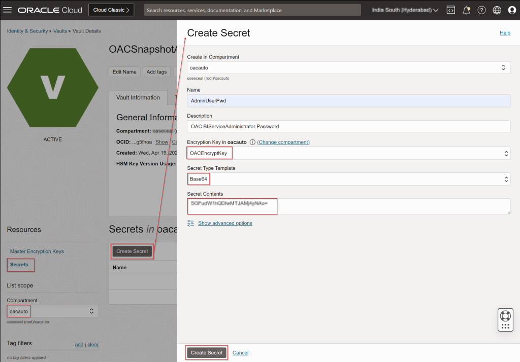 Use encrypted values from Oracle Cloud vaults and secrets in Oracle ...