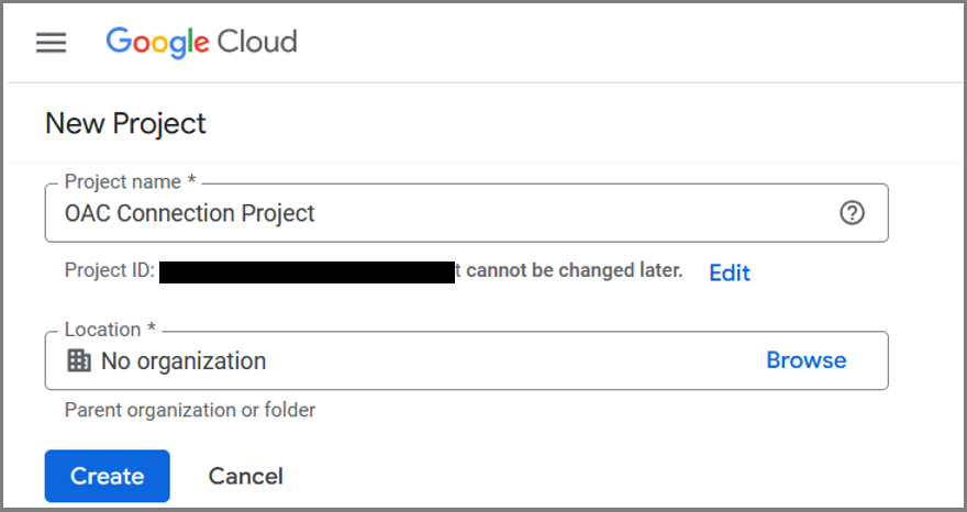 Google Cloud Console Vytvořit projekt