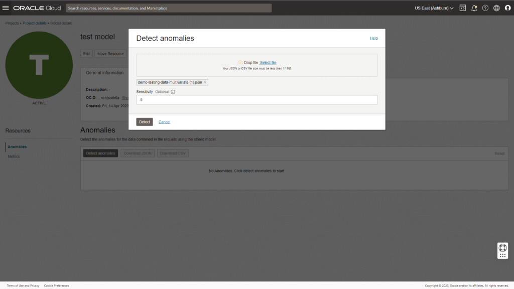 Nahrajte ukázková data a nastavte citlivost