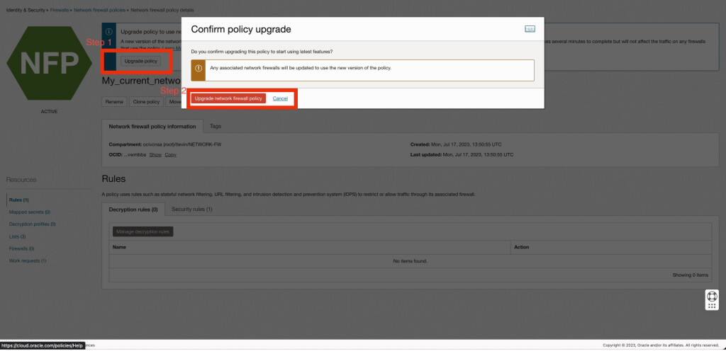 Obrázek 3: Upgrade zásad