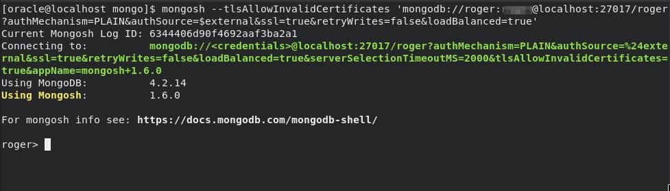 启动连接到 Oracle 数据库的 mongo shell