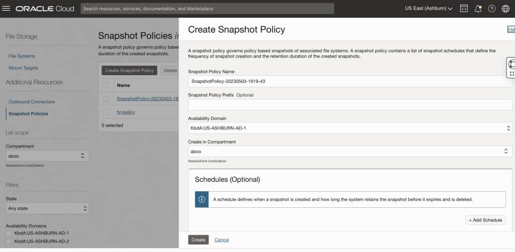 Announcing OCI File Storage policybased snapshots
