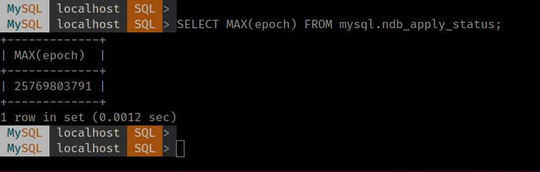 Finding the epoch from ndb_apply_status on replica cluster