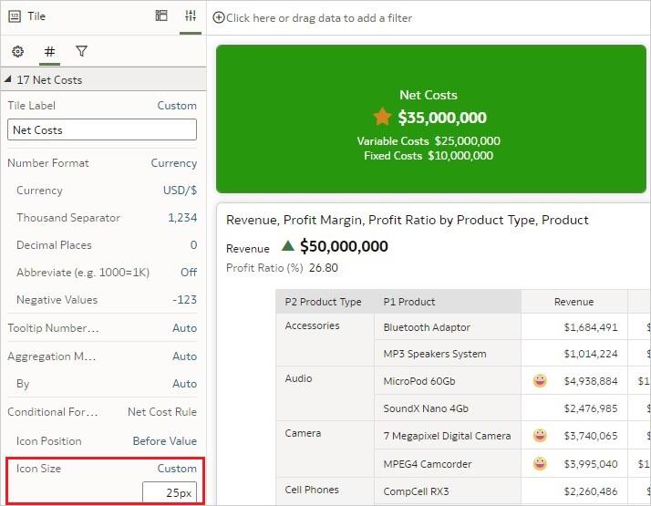 Velikost ikony Vlastní