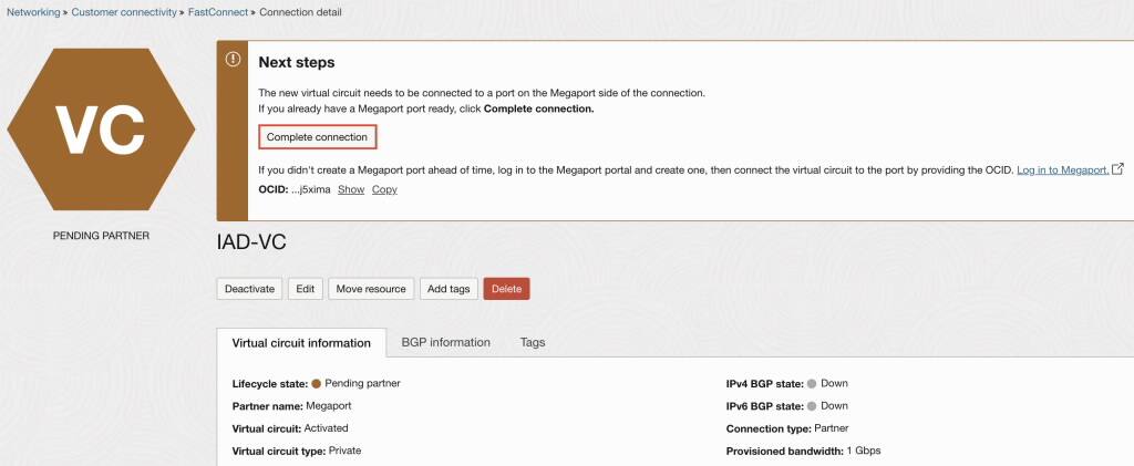 FastConnect integration with Megaport Cloud Router
