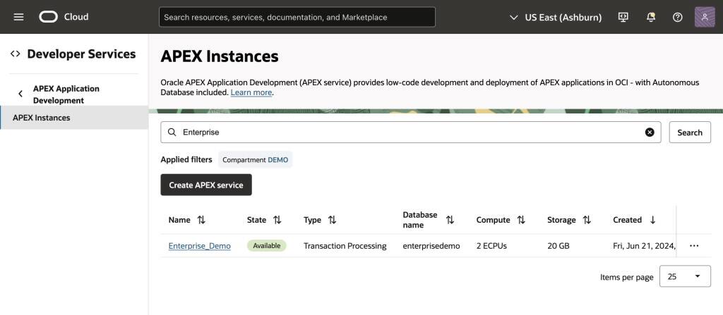 localiser votre instance APEX
